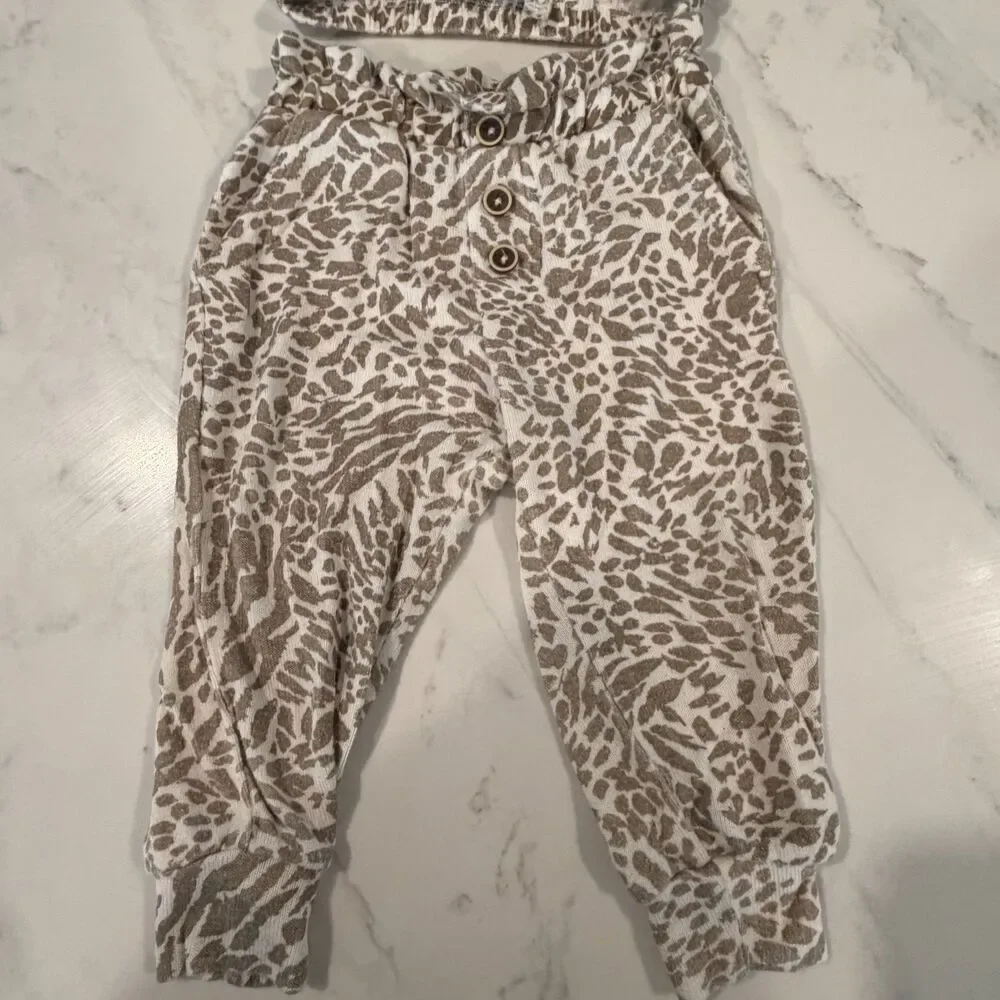 Jessica Simpson Baby Sweatsuit Lightweight Animal Print 12m